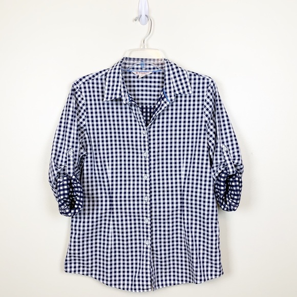 Brooks Brothers Tops - EUC Brooks Brothers Navy/White Gingham Button Up
